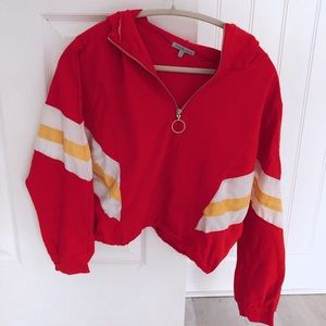 Red half zip jacket trendy